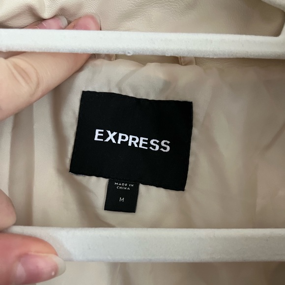 Tan/Cream Faux Leather Oversized Puffer - Picture 2 of 4